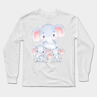 Cute Baby Elephants Long Sleeve T-Shirt